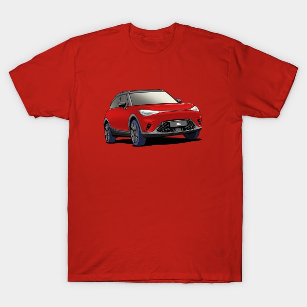 Red Smart Car 'Hashtag One' #1 T-Shirt by Webazoot